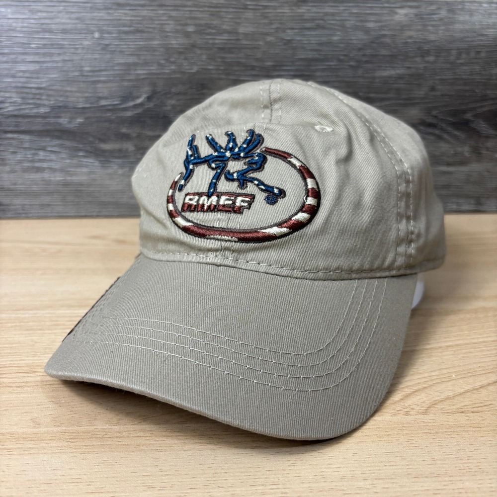 Rocky Mountain Elk Foundation Hat Cap Strap Back Brown Hunting RMEF‎ Mens